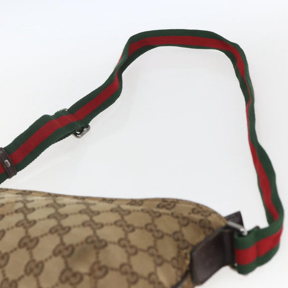 GUCCI GG Canvas Web Sherry Line Shoulder Bag Beige Red Green 189749 Auth ka1776