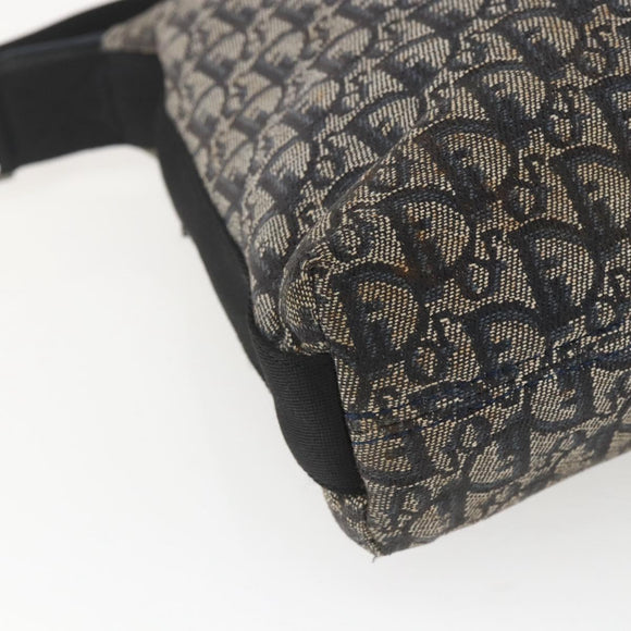 Christian Dior Trotter Canvas Shoulder Bag Navy Silver Auth ka1785