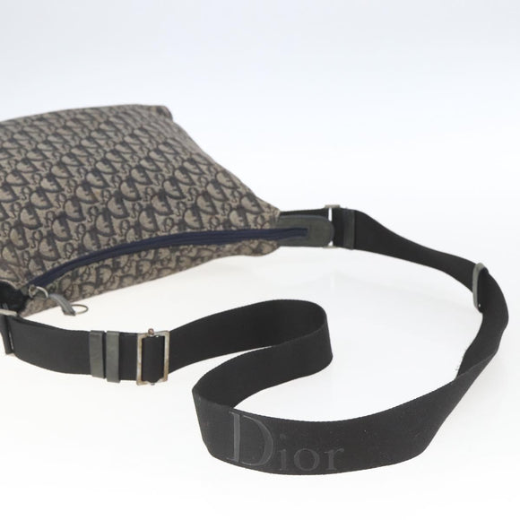 Christian Dior Trotter Canvas Shoulder Bag Navy Silver Auth ka1785