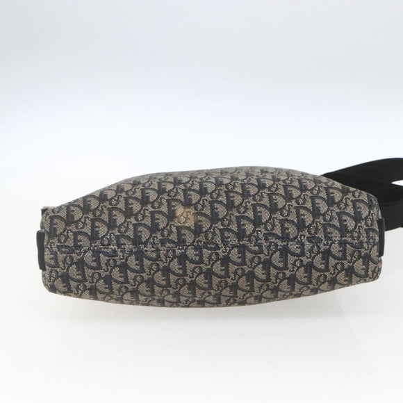 Christian Dior Trotter Canvas Shoulder Bag Navy Silver Auth ka1785