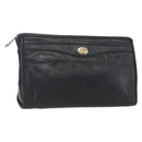 GUCCI Clutch Bag Leather Black Gold 575991 Auth ka1797-1