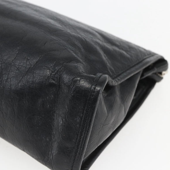 GUCCI Clutch Bag Leather Black Gold 575991 Auth ka1797