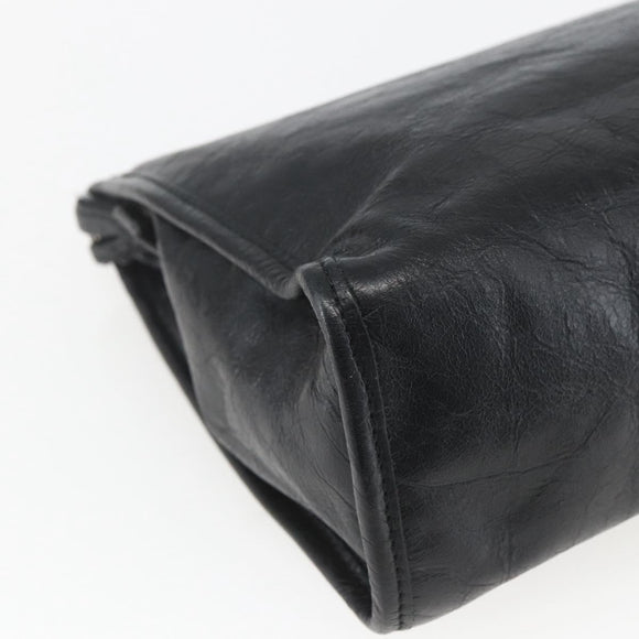 GUCCI Clutch Bag Leather Black Gold 575991 Auth ka1797