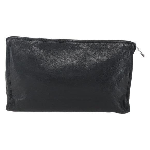 GUCCI Clutch Bag Leather Black Gold 575991 Auth ka1797