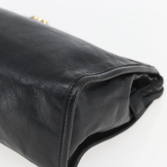 GUCCI Clutch Bag Leather Black Gold 575991 Auth ka1797