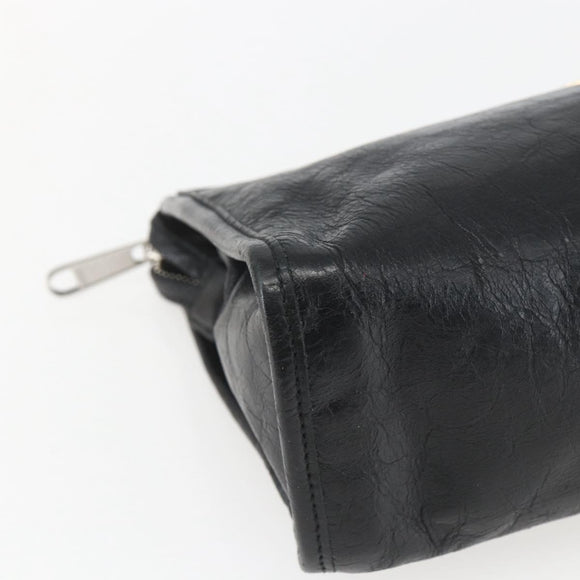 GUCCI Clutch Bag Leather Black Gold 575991 Auth ka1797