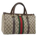 GUCCI GG Supreme Web Sherry Line Hand Bag PVC Beige 010 378 Auth ka1799-1