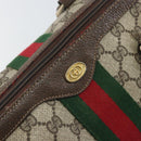 GUCCI GG Supreme Web Sherry Line Hand Bag PVC Beige 010 378 Auth ka1799-14