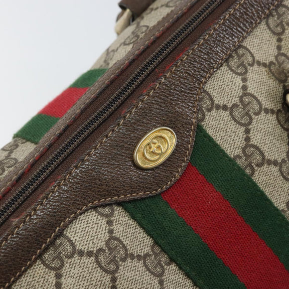 GUCCI GG Supreme Web Sherry Line Hand Bag PVC Beige 010 378 Auth ka1799