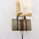 GUCCI GG Supreme Web Sherry Line Hand Bag PVC Beige 010 378 Auth ka1799-24