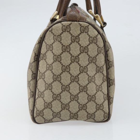 GUCCI GG Supreme Web Sherry Line Hand Bag PVC Beige 010 378 Auth ka1799