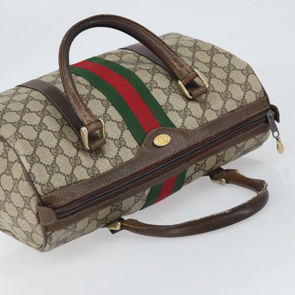 GUCCI GG Supreme Web Sherry Line Hand Bag PVC Beige 010 378 Auth ka1799