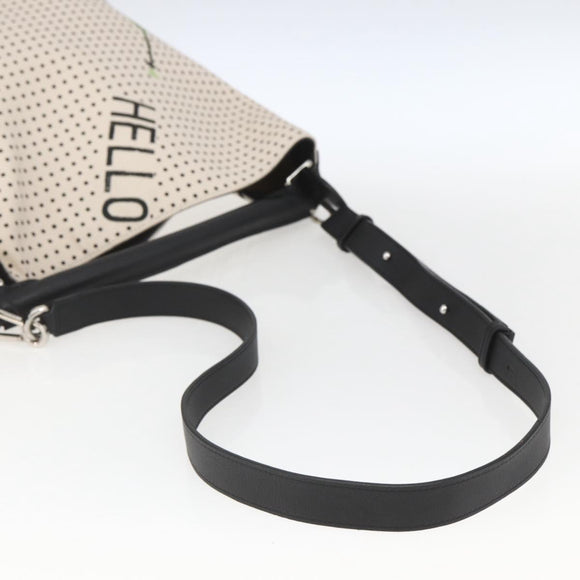 LOEWE Shoulder Bag Canvas 2way White Silver Auth ka1801M