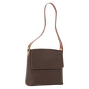 CELINE Macadam Canvas Shoulder Bag PVC Leather Brown Gold Auth ka1802V-1