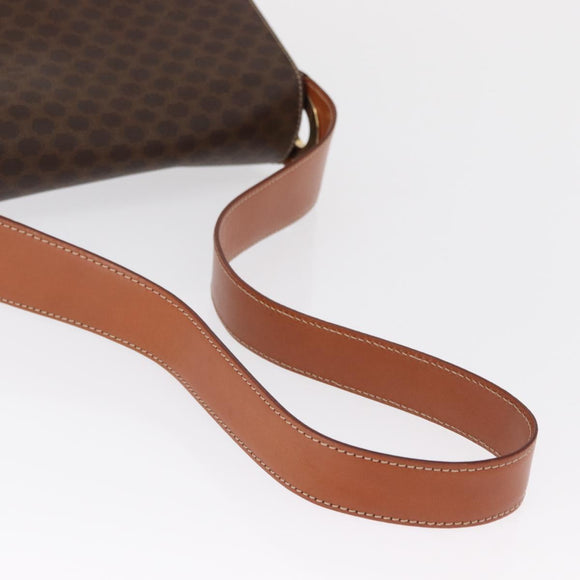 CELINE Macadam Canvas Shoulder Bag PVC Leather Brown Gold Auth ka1802V