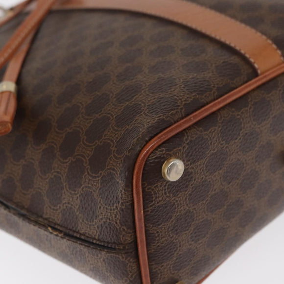 CELINE Macadam Canvas Shoulder Bag PVC Leather Brown Gold Auth ka1805