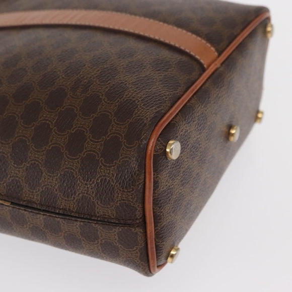 CELINE Macadam Canvas Shoulder Bag PVC Leather Brown Gold Auth ka1805
