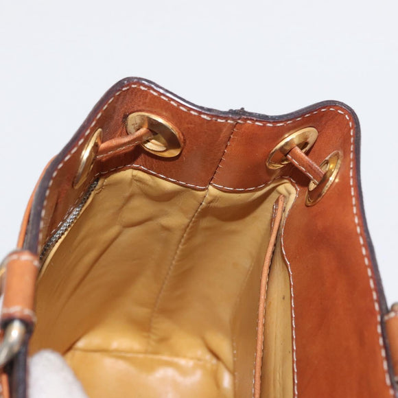 CELINE Macadam Canvas Shoulder Bag PVC Leather Brown Gold Auth ka1805