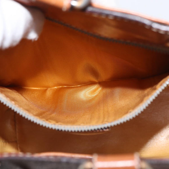 CELINE Macadam Canvas Shoulder Bag PVC Leather Brown Gold Auth ka1805