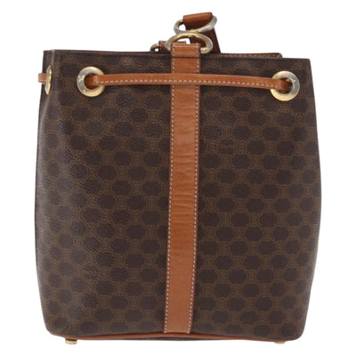 CELINE Macadam Canvas Shoulder Bag PVC Leather Brown Gold Auth ka1805 - 0