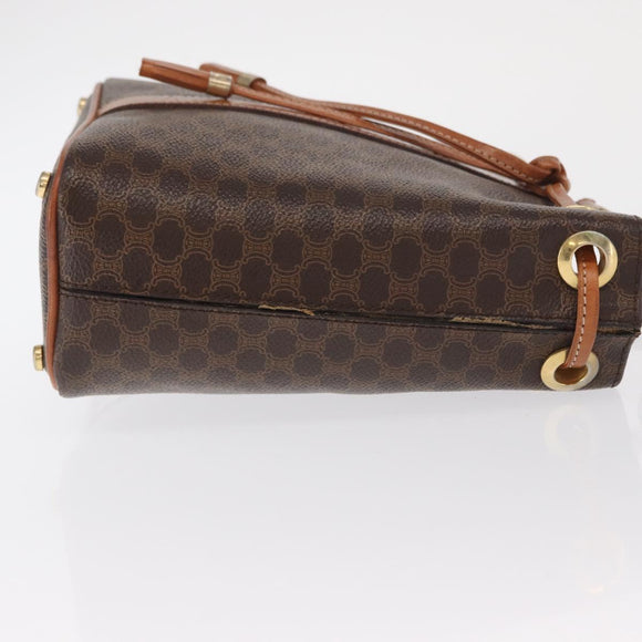 CELINE Macadam Canvas Shoulder Bag PVC Leather Brown Gold Auth ka1805