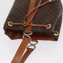 CELINE Macadam Canvas Shoulder Bag PVC Leather Brown Gold Auth ka1805-6