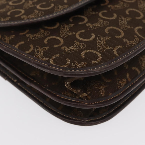CELINE C Sulky Shoulder Bag Canvas Brown Gold Auth ka1806