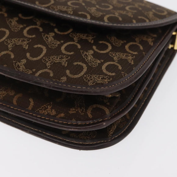 CELINE C Sulky Shoulder Bag Canvas Brown Gold Auth ka1806