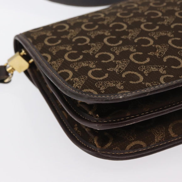 CELINE C Sulky Shoulder Bag Canvas Brown Gold Auth ka1806