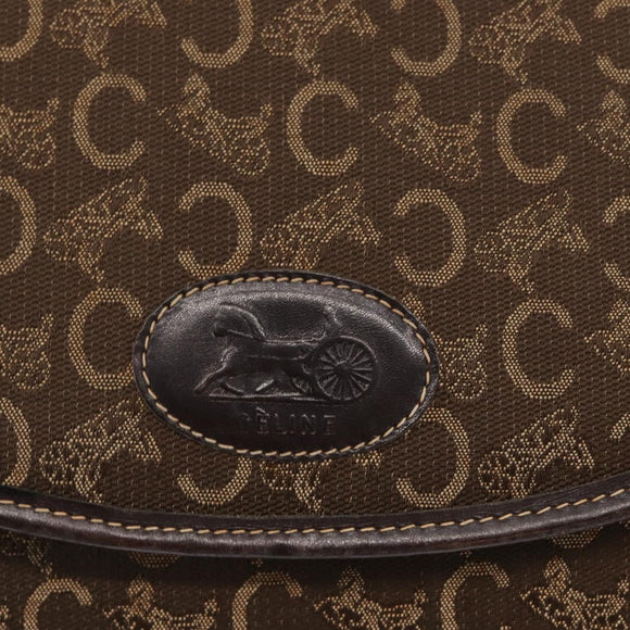 CELINE C Sulky Shoulder Bag Canvas Brown Gold Auth ka1806