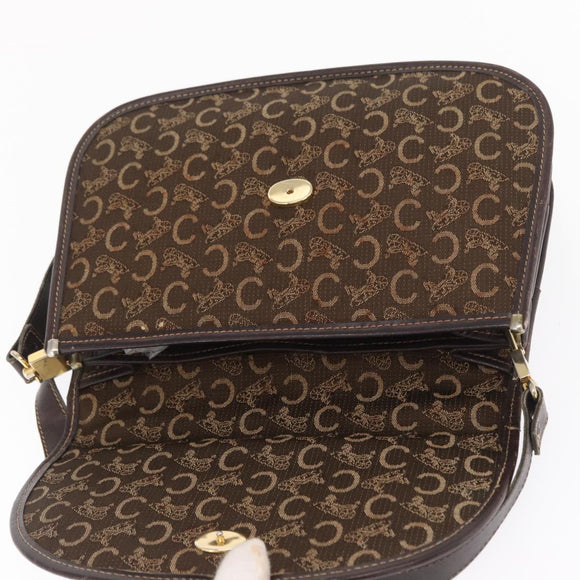 CELINE C Sulky Shoulder Bag Canvas Brown Gold Auth ka1806