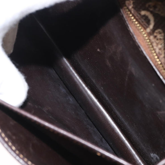 CELINE C Sulky Shoulder Bag Canvas Brown Gold Auth ka1806