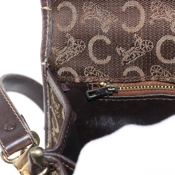 CELINE C Sulky Shoulder Bag Canvas Brown Gold Auth ka1806