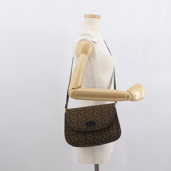 CELINE C Sulky Shoulder Bag Canvas Brown Gold Auth ka1806