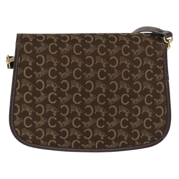 CELINE C Sulky Shoulder Bag Canvas Brown Gold Auth ka1806