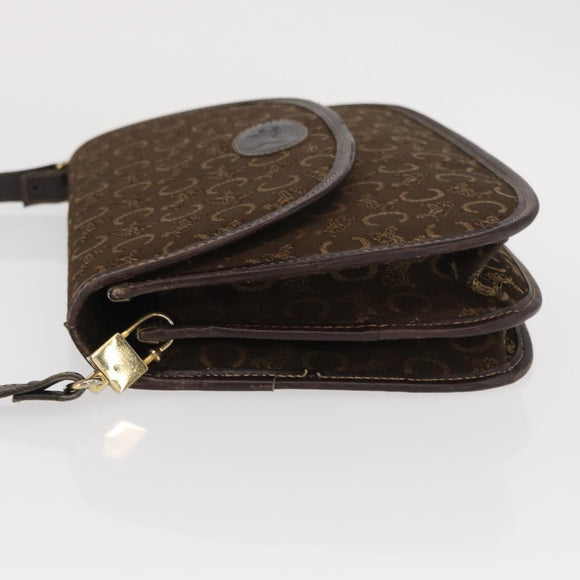 CELINE C Sulky Shoulder Bag Canvas Brown Gold Auth ka1806