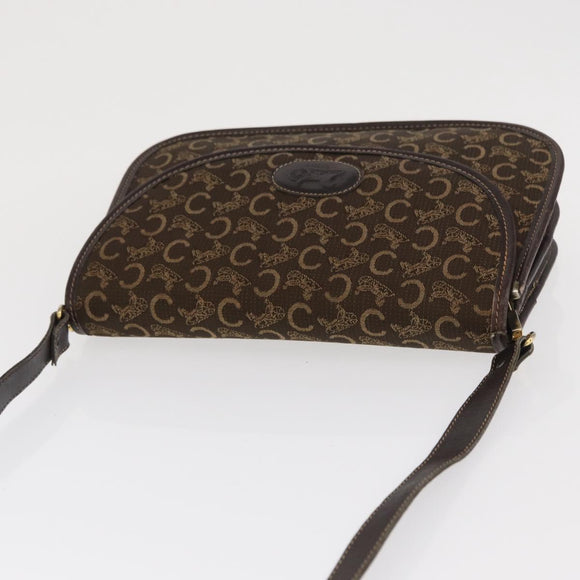CELINE C Sulky Shoulder Bag Canvas Brown Gold Auth ka1806