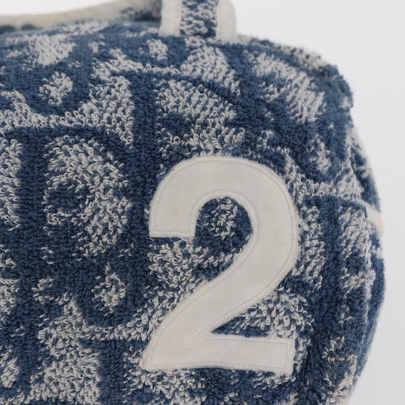 Christian Dior Trotter Canvas Hand Bag Pile Blue Auth ka1808