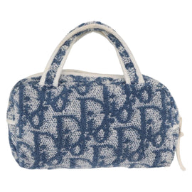 Christian Dior Trotter Canvas Hand Bag Pile Blue Auth ka1808A - 0