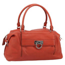 Salvatore Ferragamo Gancini Hand Bag Leather Red Silver Auth ka1809V-1