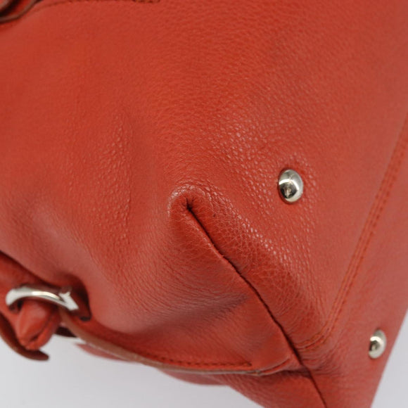 Salvatore Ferragamo Gancini Hand Bag Leather Red Silver Auth ka1809V