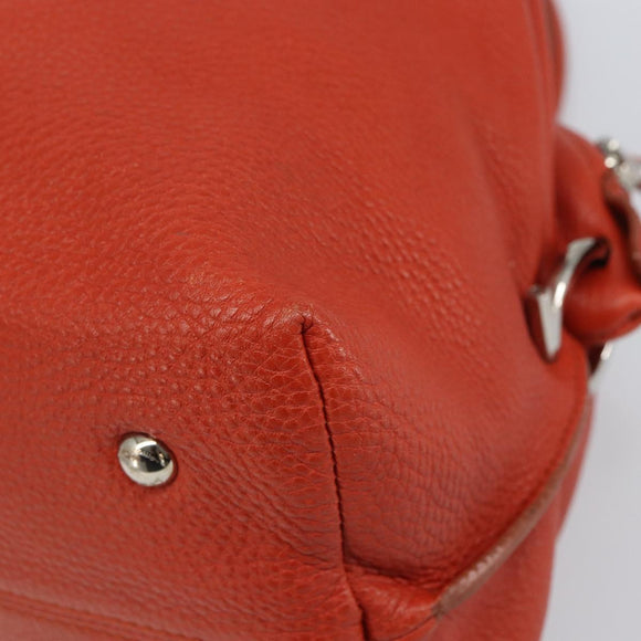 Salvatore Ferragamo Gancini Hand Bag Leather Red Silver Auth ka1809V