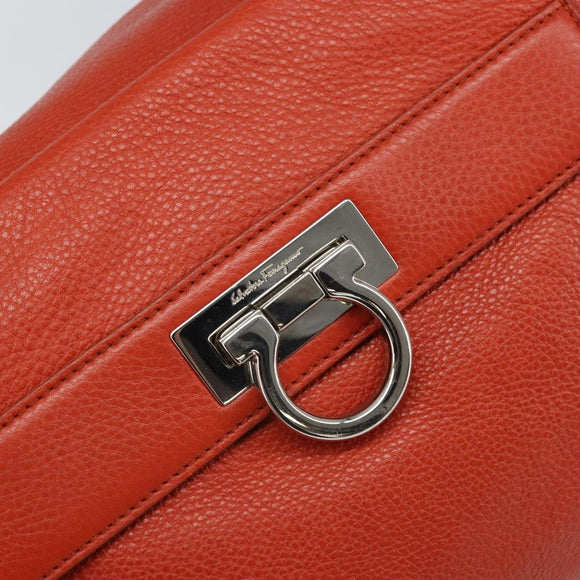 Salvatore Ferragamo Gancini Hand Bag Leather Red Silver Auth ka1809V