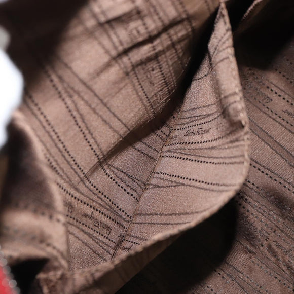 Salvatore Ferragamo Gancini Hand Bag Leather Red Silver Auth ka1809V