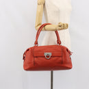 Salvatore Ferragamo Gancini Hand Bag Leather Red Silver Auth ka1809V-25