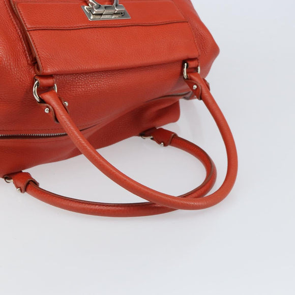 Salvatore Ferragamo Gancini Hand Bag Leather Red Silver Auth ka1809V