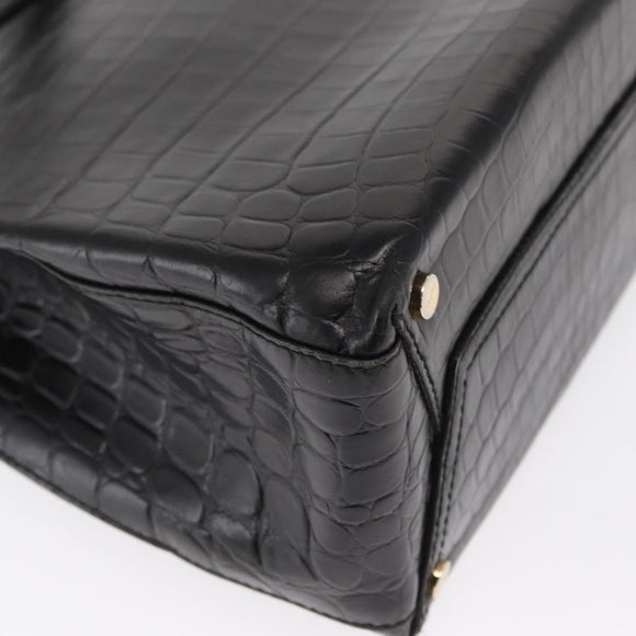 Salvatore Ferragamo Vala Shoulder Bag Leather Black Gold Auth ka1810