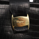 Salvatore Ferragamo Vala Shoulder Bag Leather Black Gold Auth ka1810-14