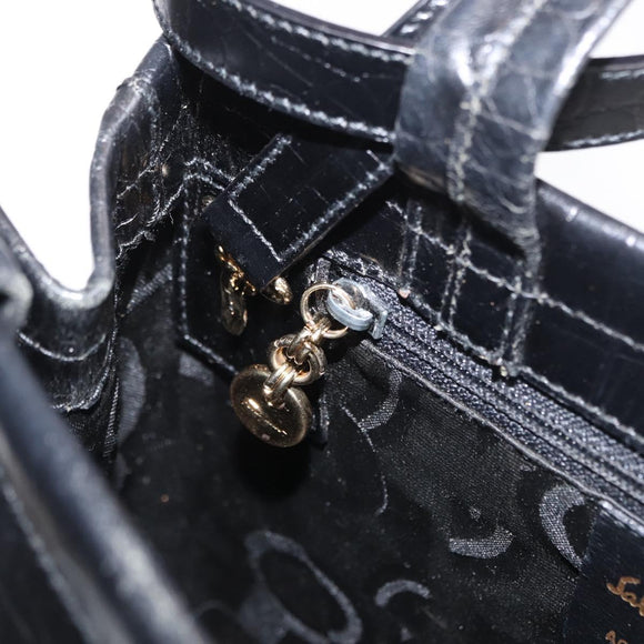 Salvatore Ferragamo Vala Shoulder Bag Leather Black Gold Auth ka1810