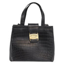 Salvatore Ferragamo Vala Shoulder Bag Leather Black Gold Auth ka1810-2